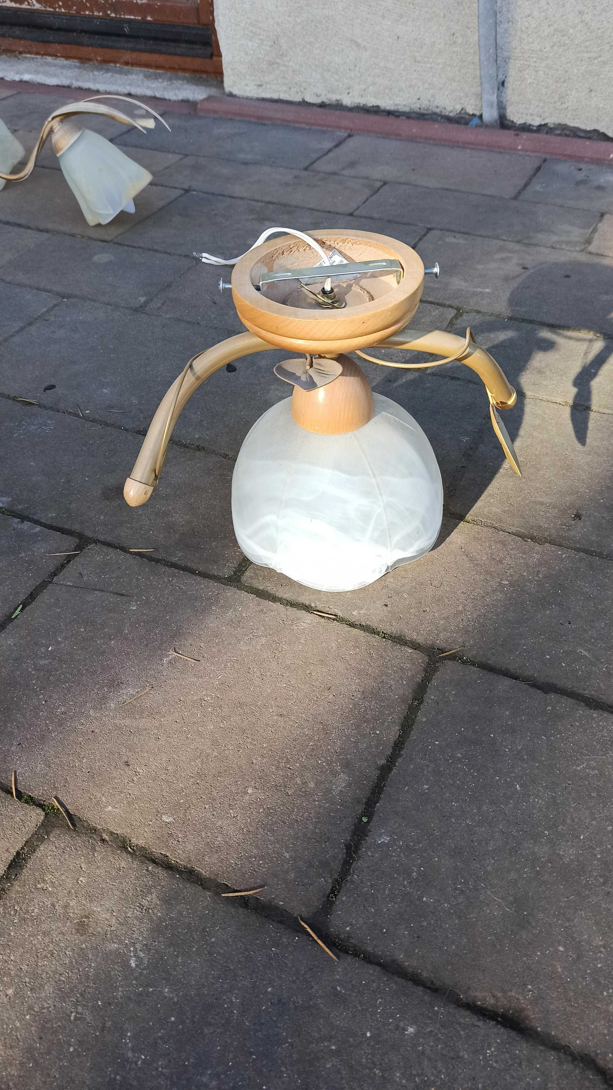 Lampa sufitowa ze szklanym kloszem, pojedyncza