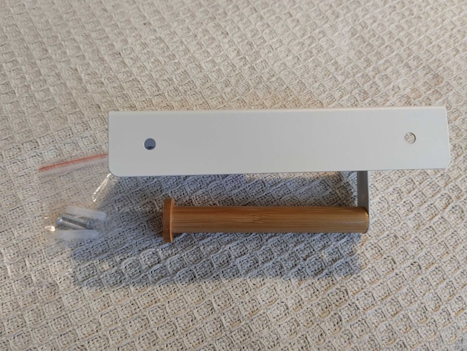 Uchwyt wieszak łazienkowy na papier toaletowy Tadar Wood biały