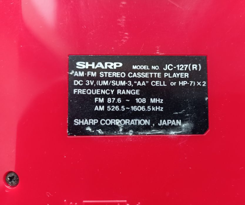 SHARP JC-127R Кассетный плеер Винтаж nec national walkman