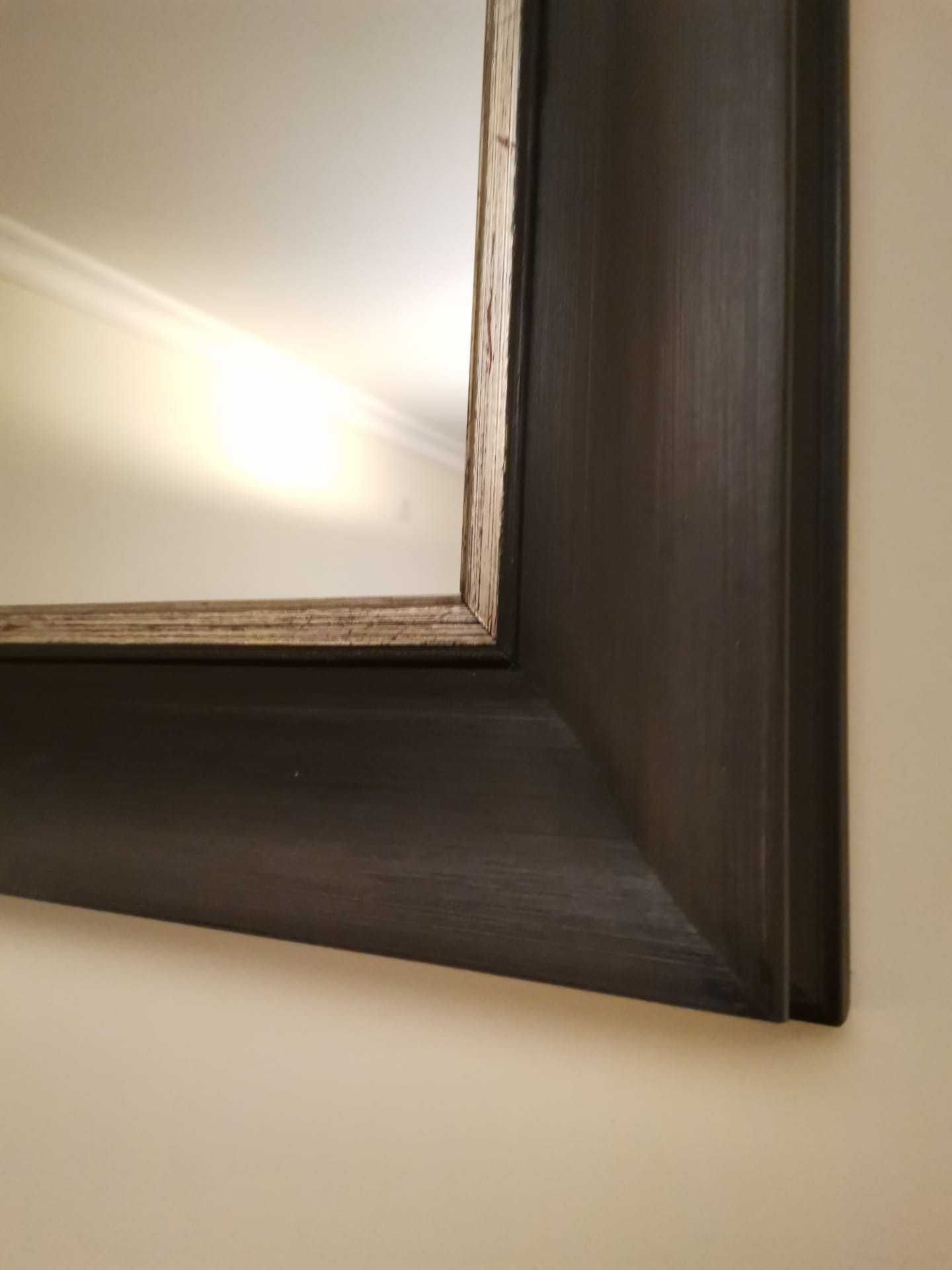 Espelho decorativo em madeira lacado a preto 130x40cm retangular