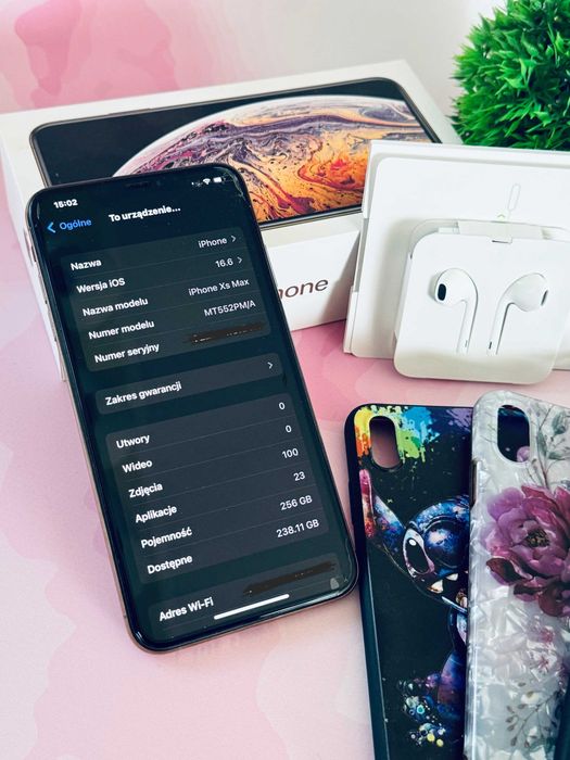 iPhone Xs Max Gold 256GB (złoty) + Nowe słuchawki itp. / Stan Idealny