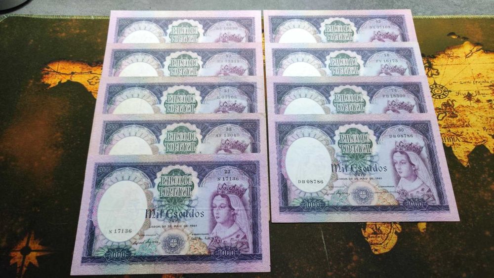 Vendo 9 Notas de 1961 de 1000 Escudos - Ch.8A