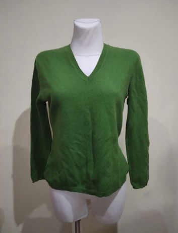 Wełniany sweter zielony L 40 100 % wełna wool
