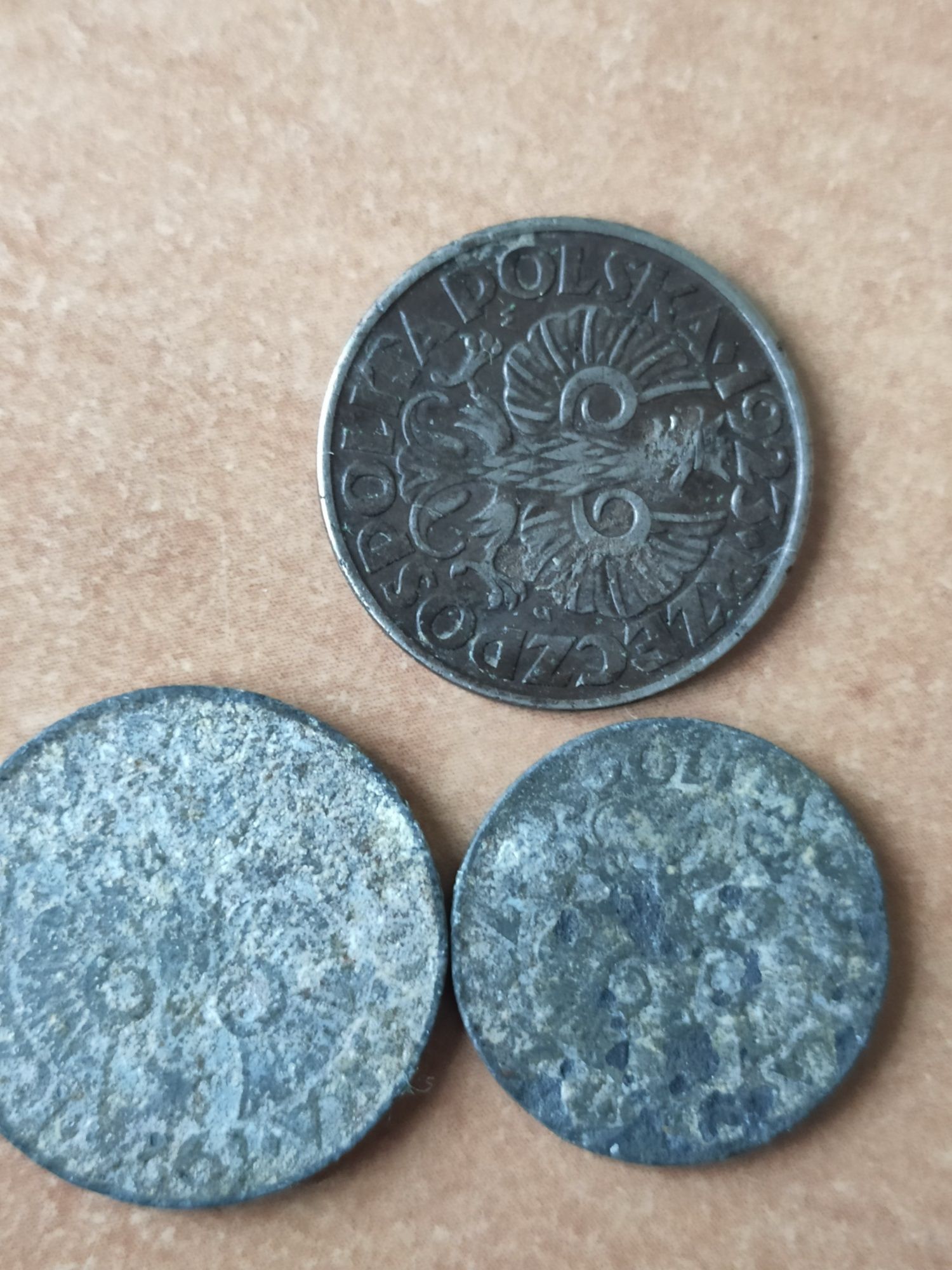 3 stare przedwojenne polskie monety - 2 x 20 groszy i 1 x 10 groszy