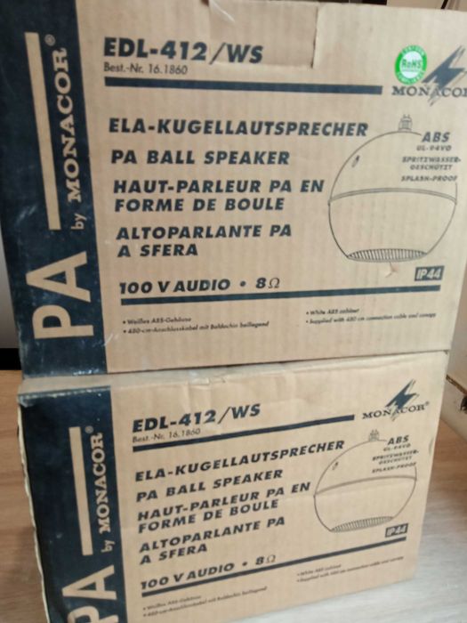 Głośnik kulowy PA, sufitowy  Monacor EDL-412/WS - 100V