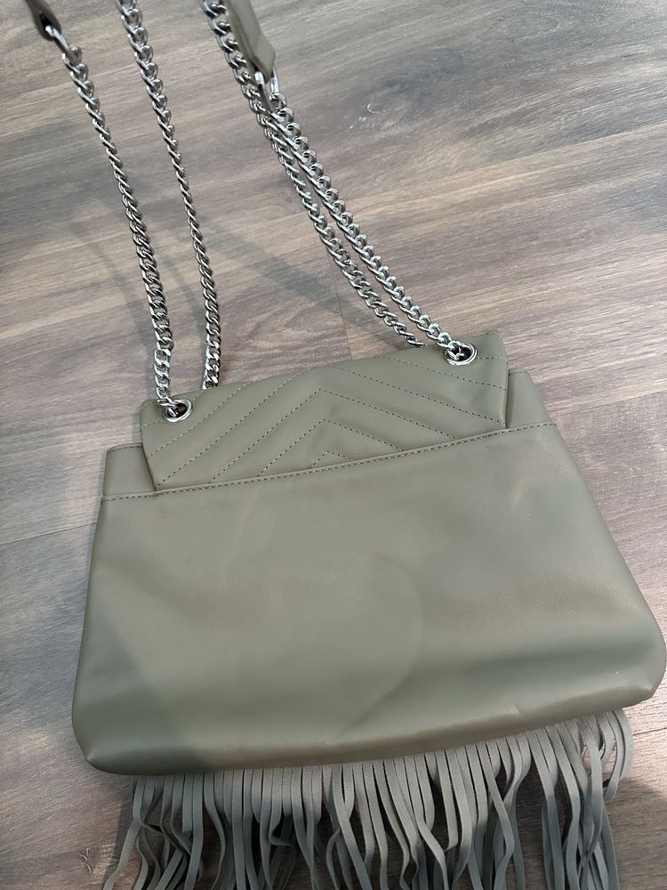 Torebka frędzle khaki