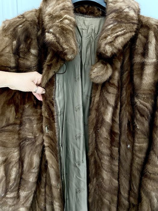 Długie naturalne futro norki boczki norek karmelowe jasno brązowe