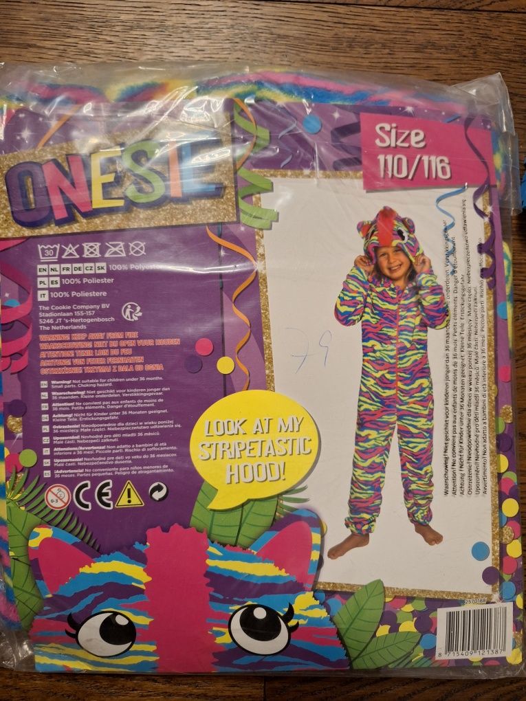 Nowe onesie stroj jednoczęściowy kombinezon 110 116 pluszowy karnawał