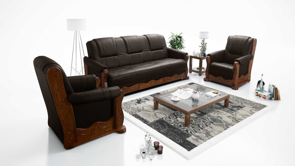 Zestaw ze skóry 311 stylowy KOMFORT skóra naturalna dąb PRODUCENT