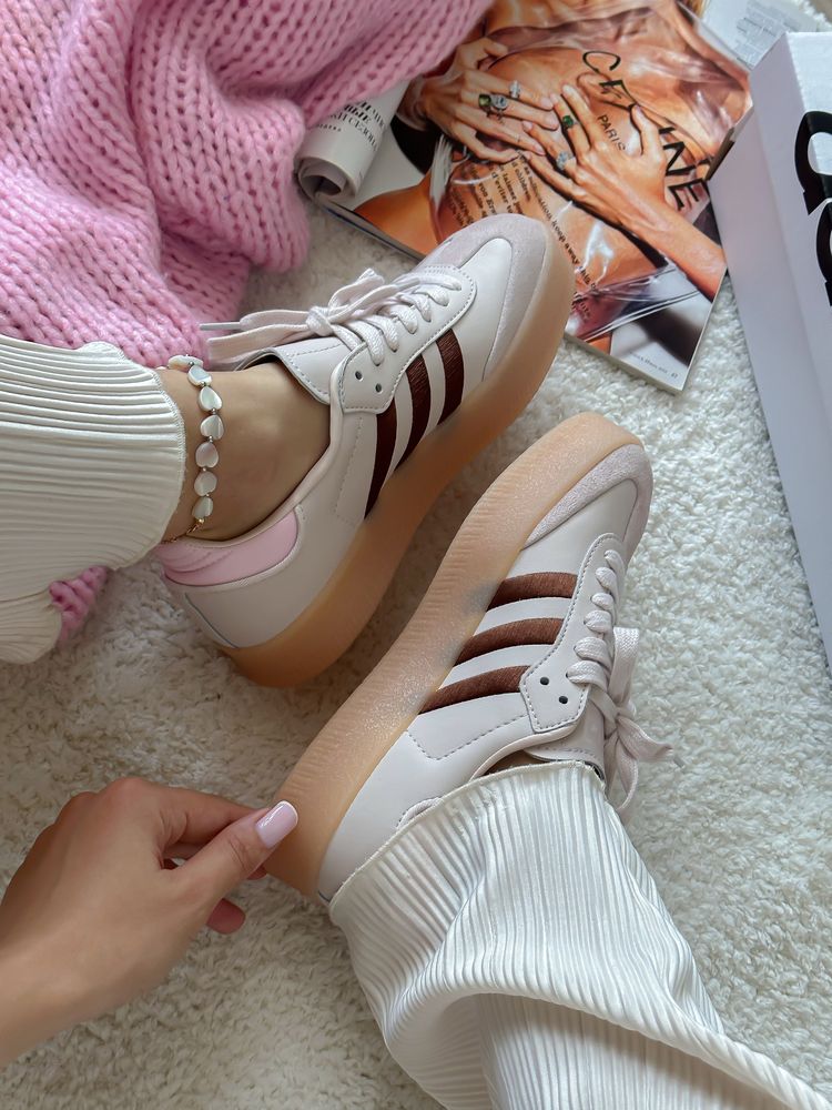БЕЗ ПЕРЕДОПЛАТ‼️ Жіночі кросівки Adidas Samba Platform Beige самба