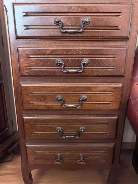 Antyczna komoda drewniana 5 szuflad ozdobna antyk