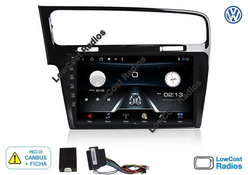 Auto Rádio GPS VW GOLF 7 | 10' Poleg. ANDROID • Multimédia BT USB WIFI
