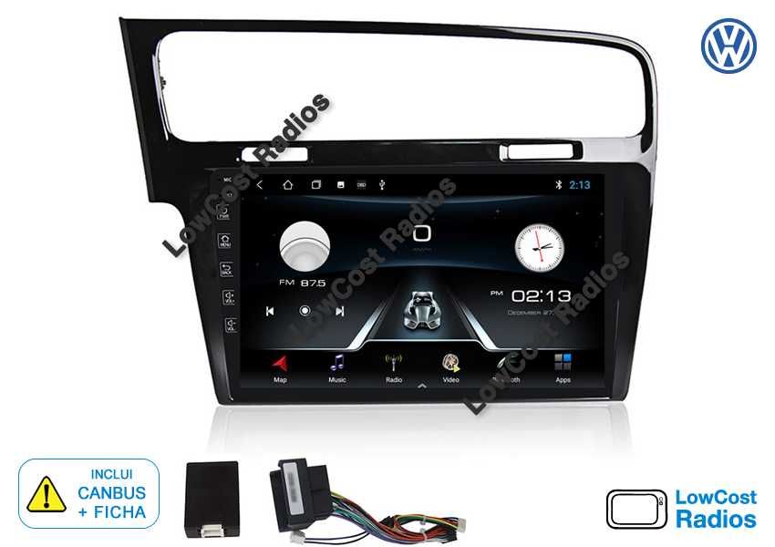 Auto Rádio GPS VW GOLF 7 | 10' Poleg. ANDROID • Multimédia BT USB WIFI