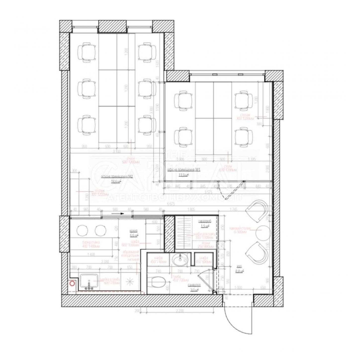 Офис 51м2 ЖК Chicago Central House, Антоновича, 44, метро Олимпийская.