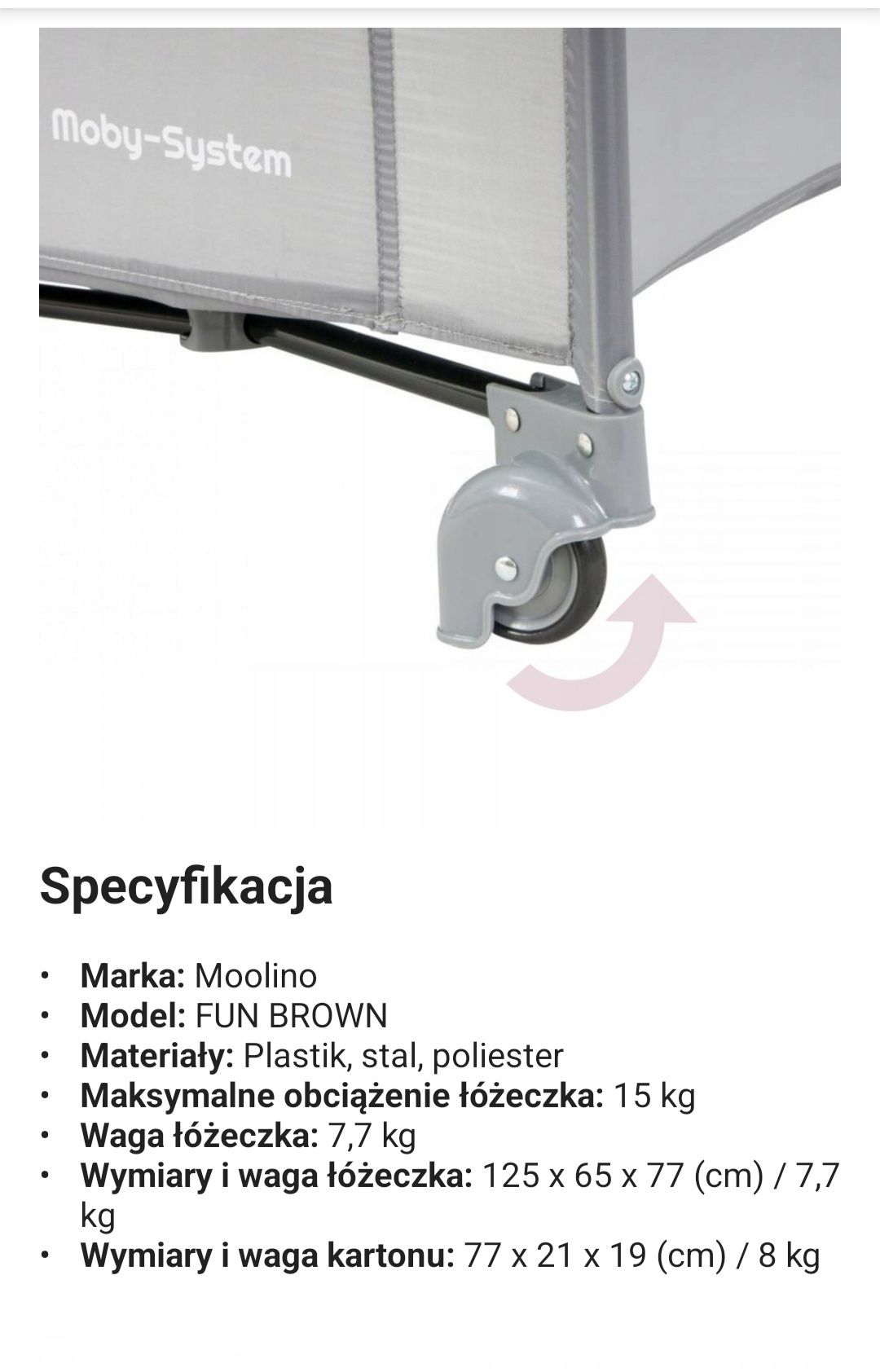 Łóżeczko turystyczne mobby system grey