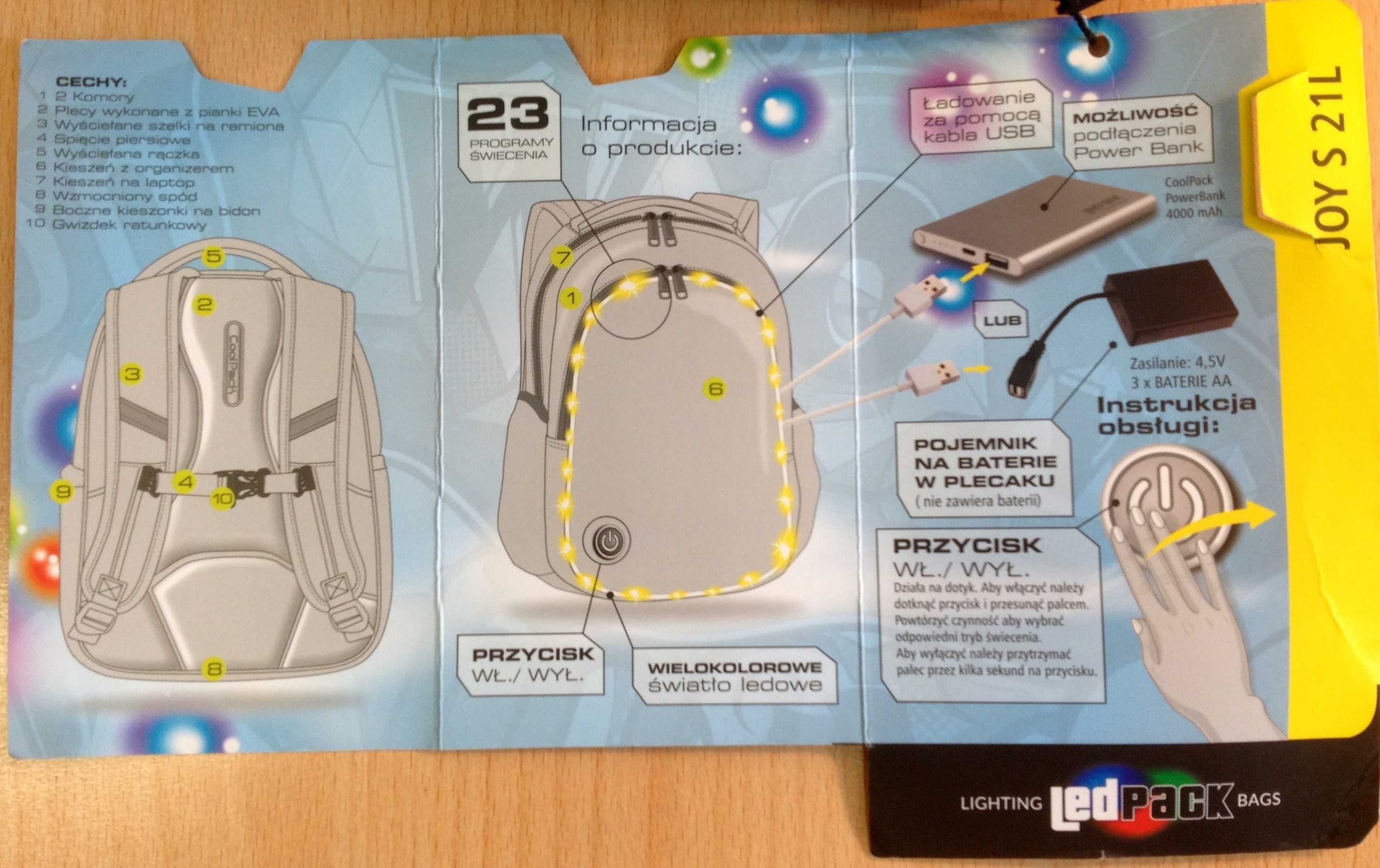 Plecak szkolny Cool Pack z funkcją LED JOY S 21 L