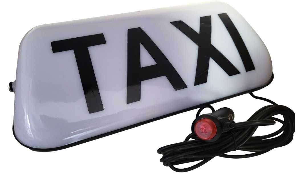 KOGUT TAXI SYGNALIZATOR Lampa LED na magnes BIAŁY szpakówka + wtyczka
