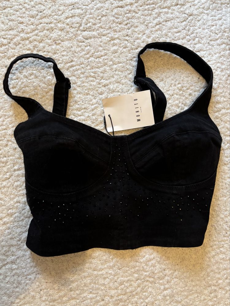 Jeansowy top z cyrkoniami Mohito 36 S