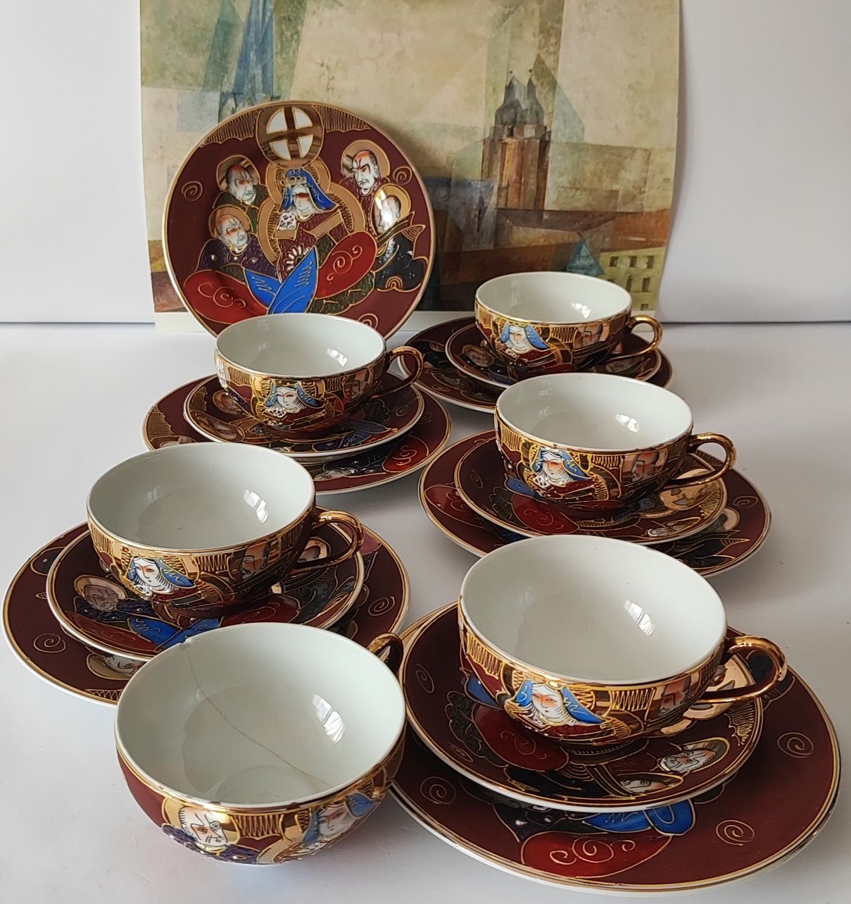 Piękny stary serwis porcelana Japońska litofonia kolekcje vintage