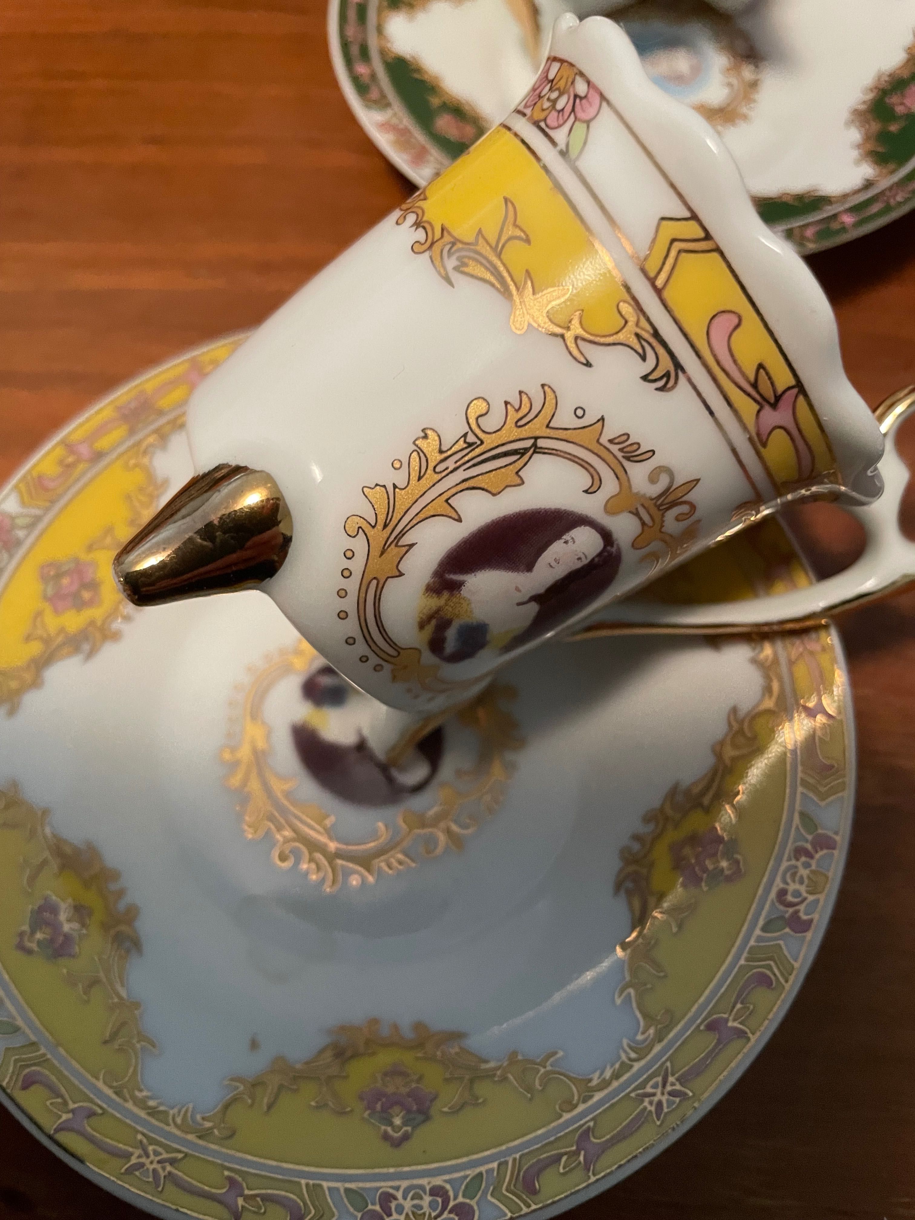 Zestaw filiżanek do espresso 6 sztuk z podstawkami. Retro. Kolekcja