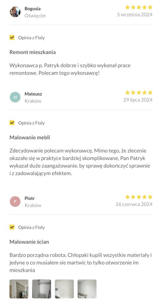 Malowanie:wnętrza* ogrodzenia/elewacje konstrukcje stalowe/drewniane