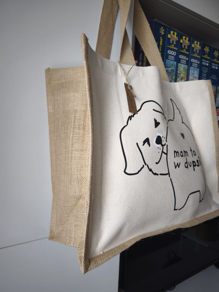 Torba shoper dla psiar z psem labrador golden duża trwała pojemna