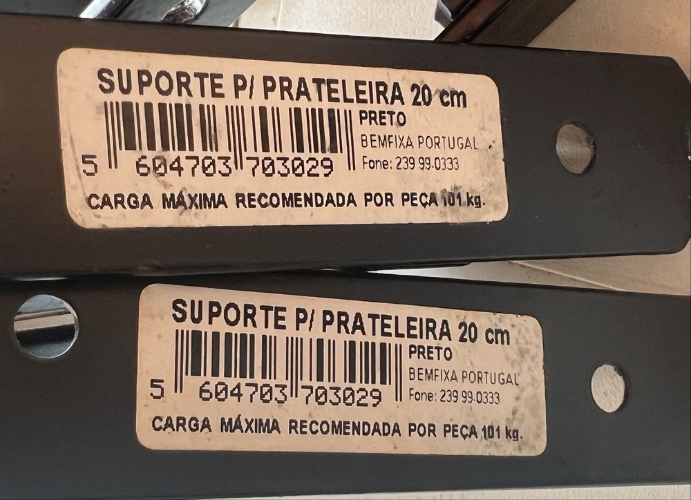 Suportes prateleira-poleias COMO NOVAS