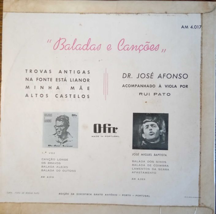 José Afonso	- - - - -		Baladas e Canções	- - - - -	EP