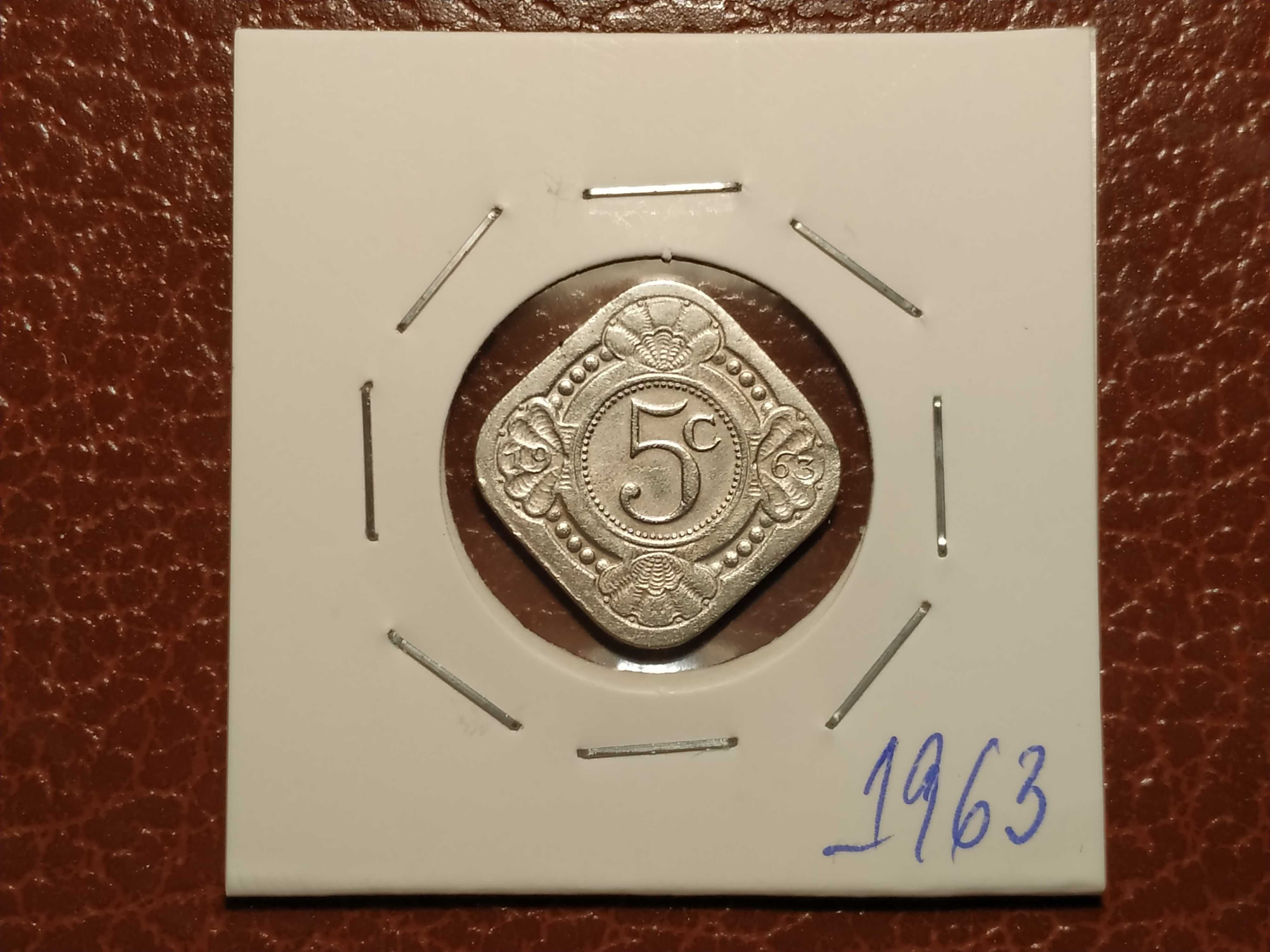 Antilhas Holandesas - moeda de 5 cents de 1963 (plantas)