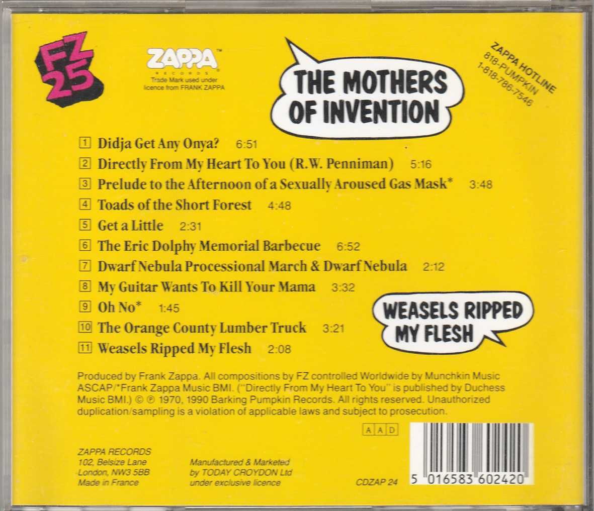 CD Frank Zappa/The Mothers Of Invention - Weasels Ripped My Flesh