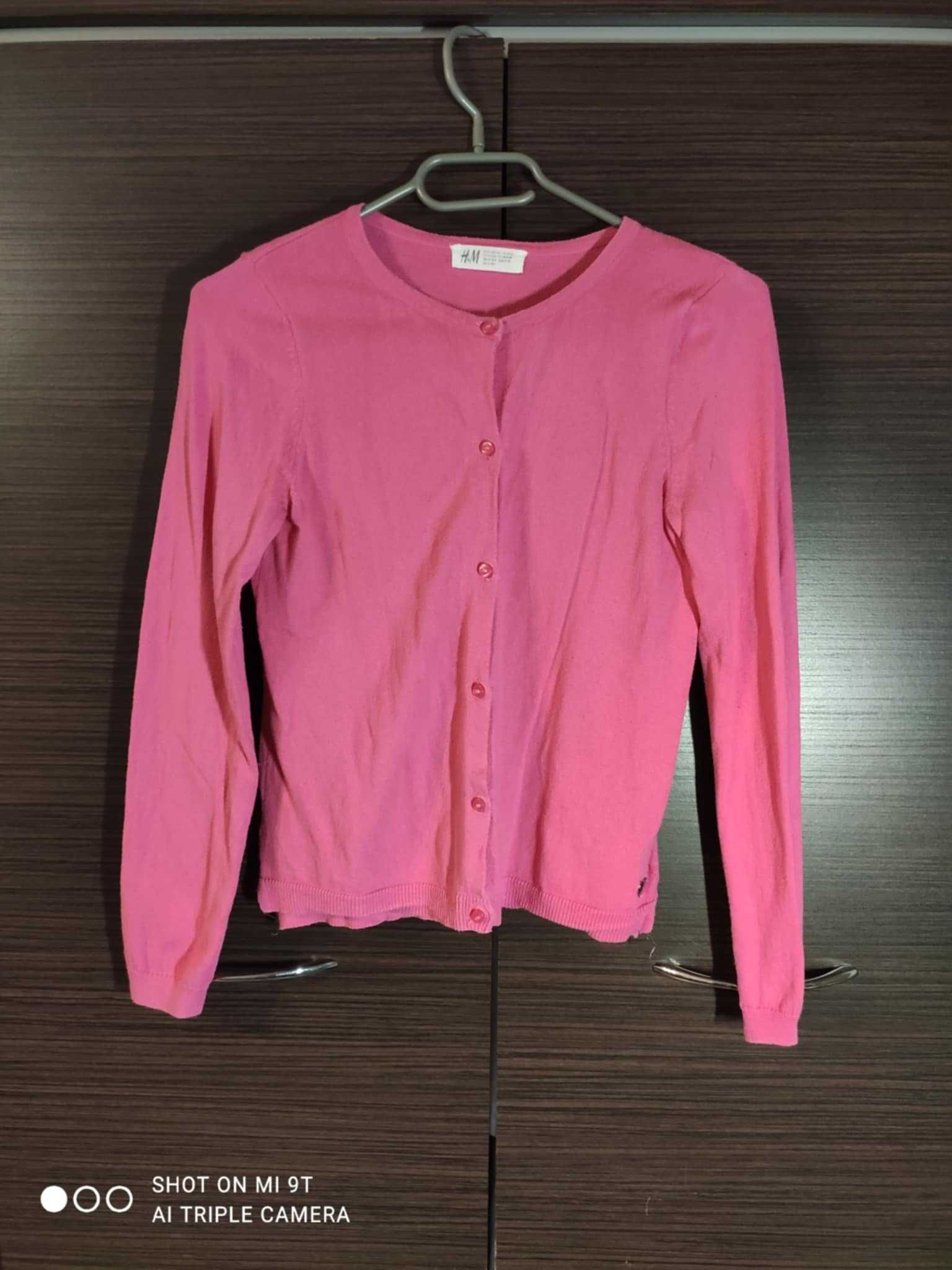 rózowy sweterek dla dziewczynki h&m roz134/140