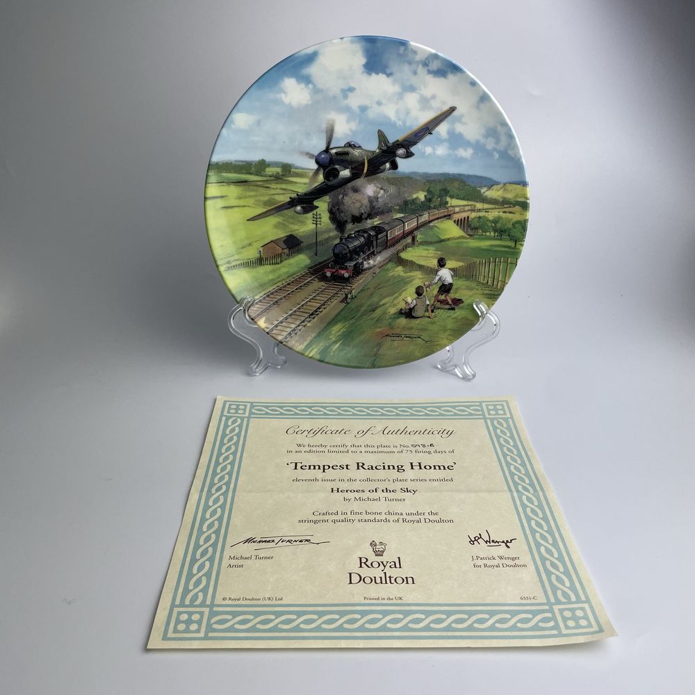 Samolot Hawker Tempest i pociąg porcelanowy talerz dekoracyjnu Doulton