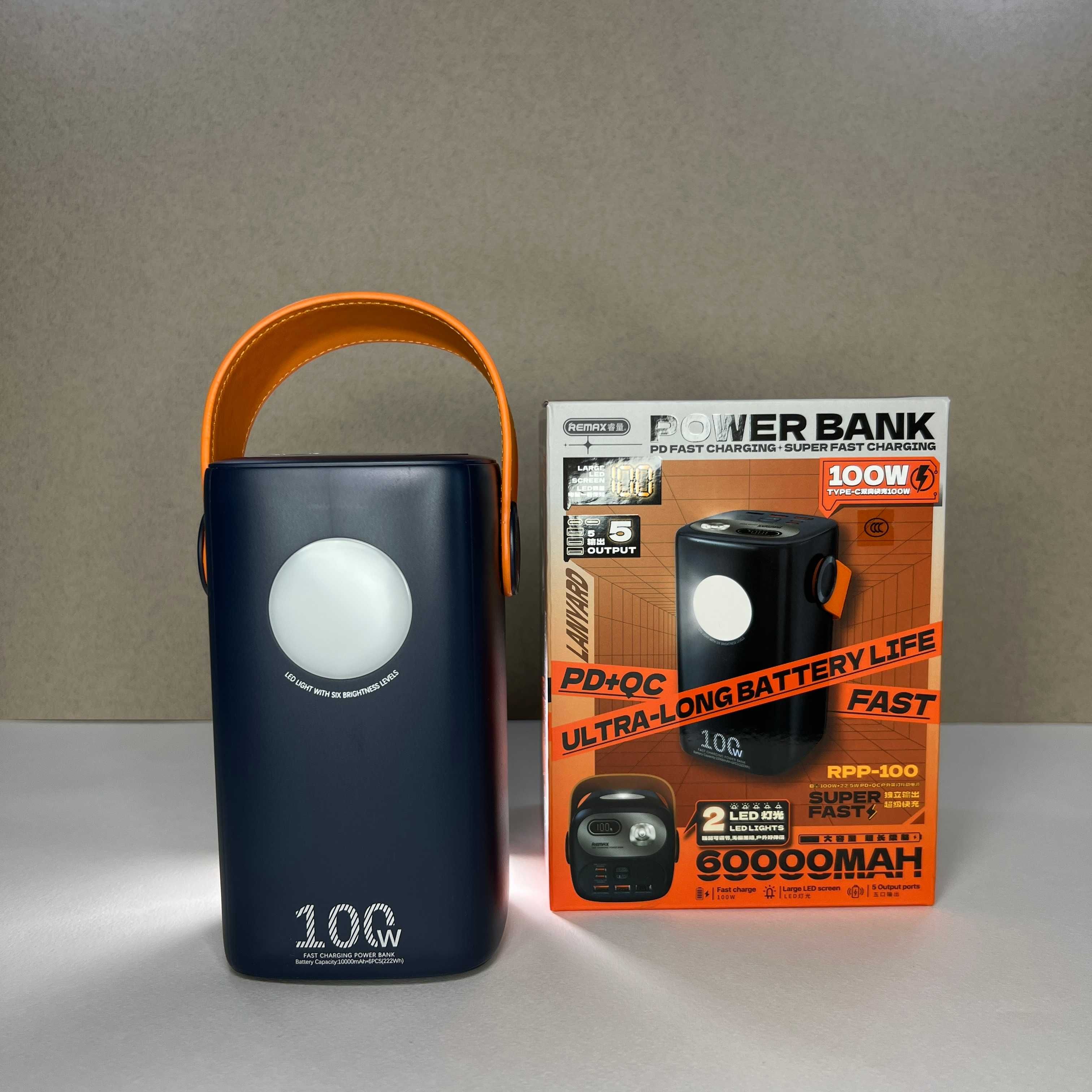 Повербанк для Ноутбука 60000 mAh 100W 3USB/2Type-C швидка зарядка