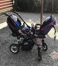 BabyActive Twinni  - wózek podwójny - gondola i 2 x spacerówka
