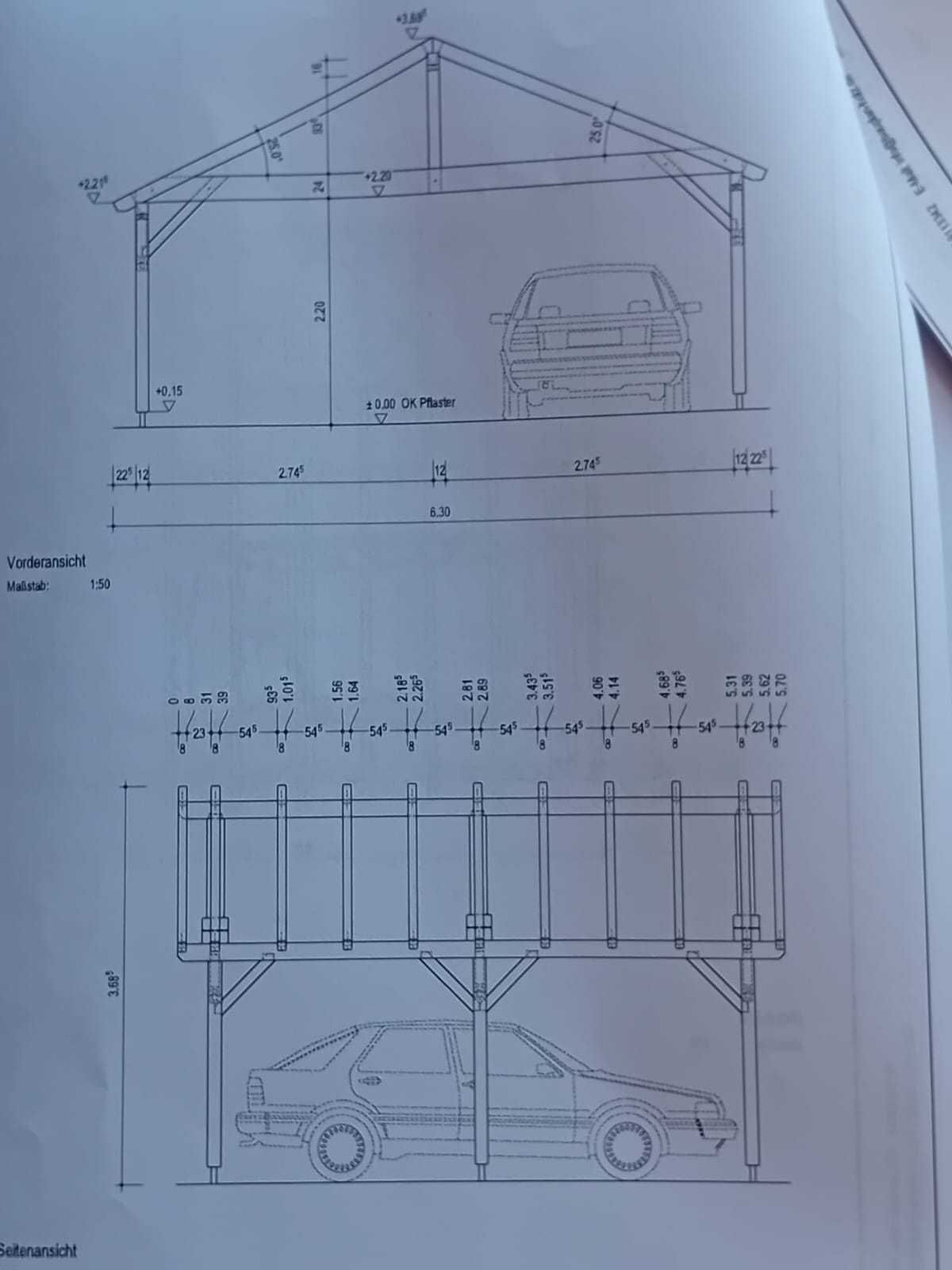 konstrukcja wiaty  na dwa samochody   5,60 x 6,20   2 komplety