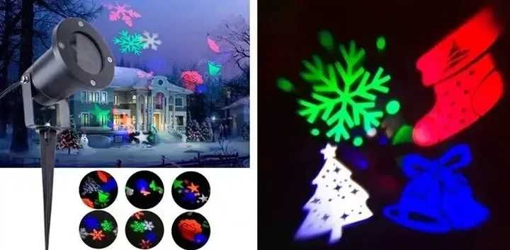 Лазерный проектор новогодний Star Shower с рисунками уличный, есть опт