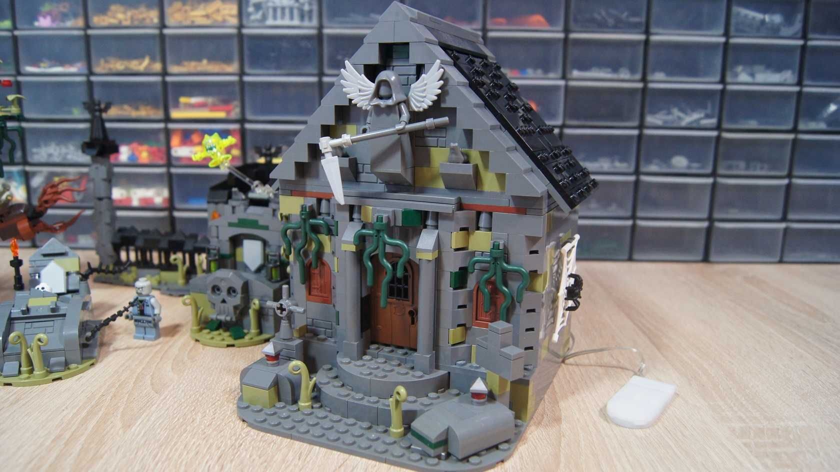 Lego Cmentarz MOC Halloween Graveyard krypta szkielet figurki kg