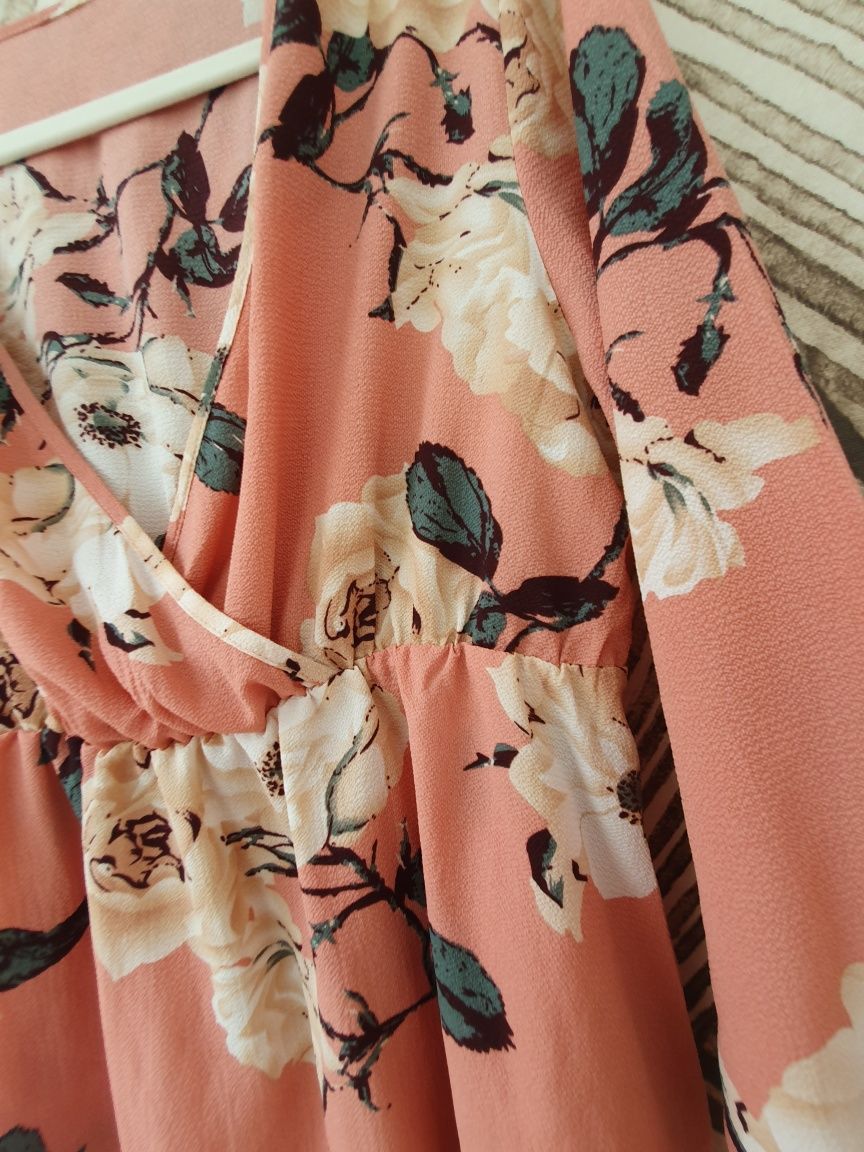 Mini sukienka pudrowy róż asymetryczna Shein XL 42