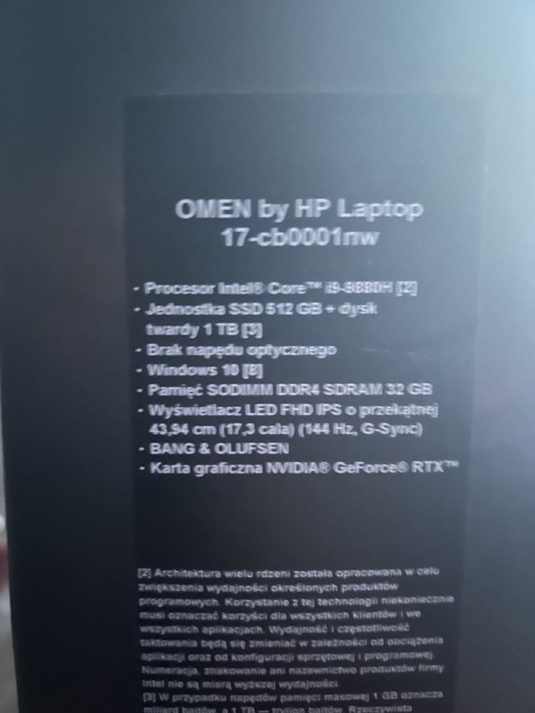 Hp Omen Intel i9 / RTX / 32 Ram