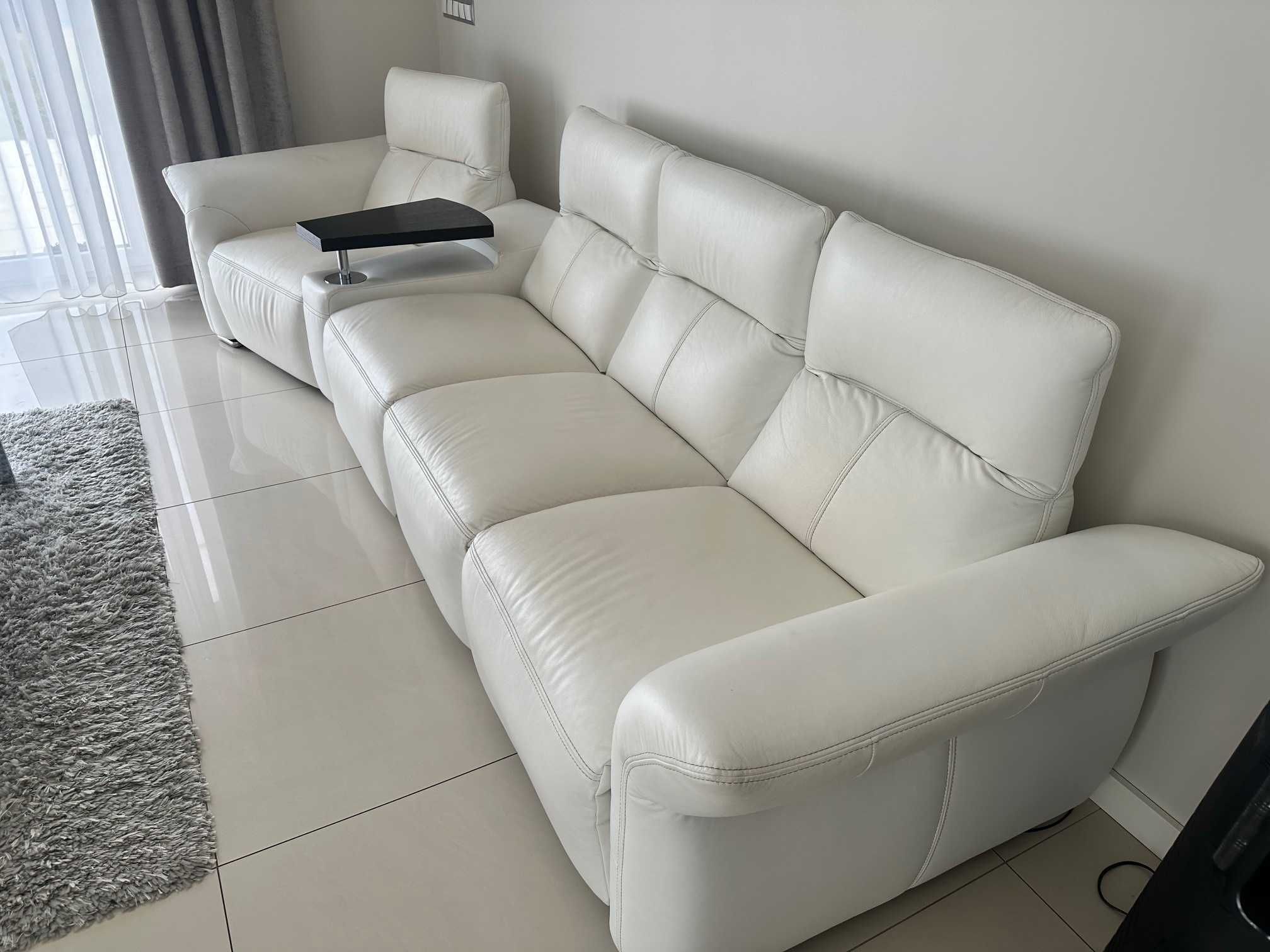Wypoczynek sofa skóra biała