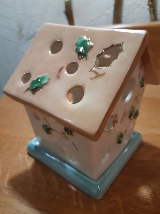 Декоративный подсвечник домик, керамика