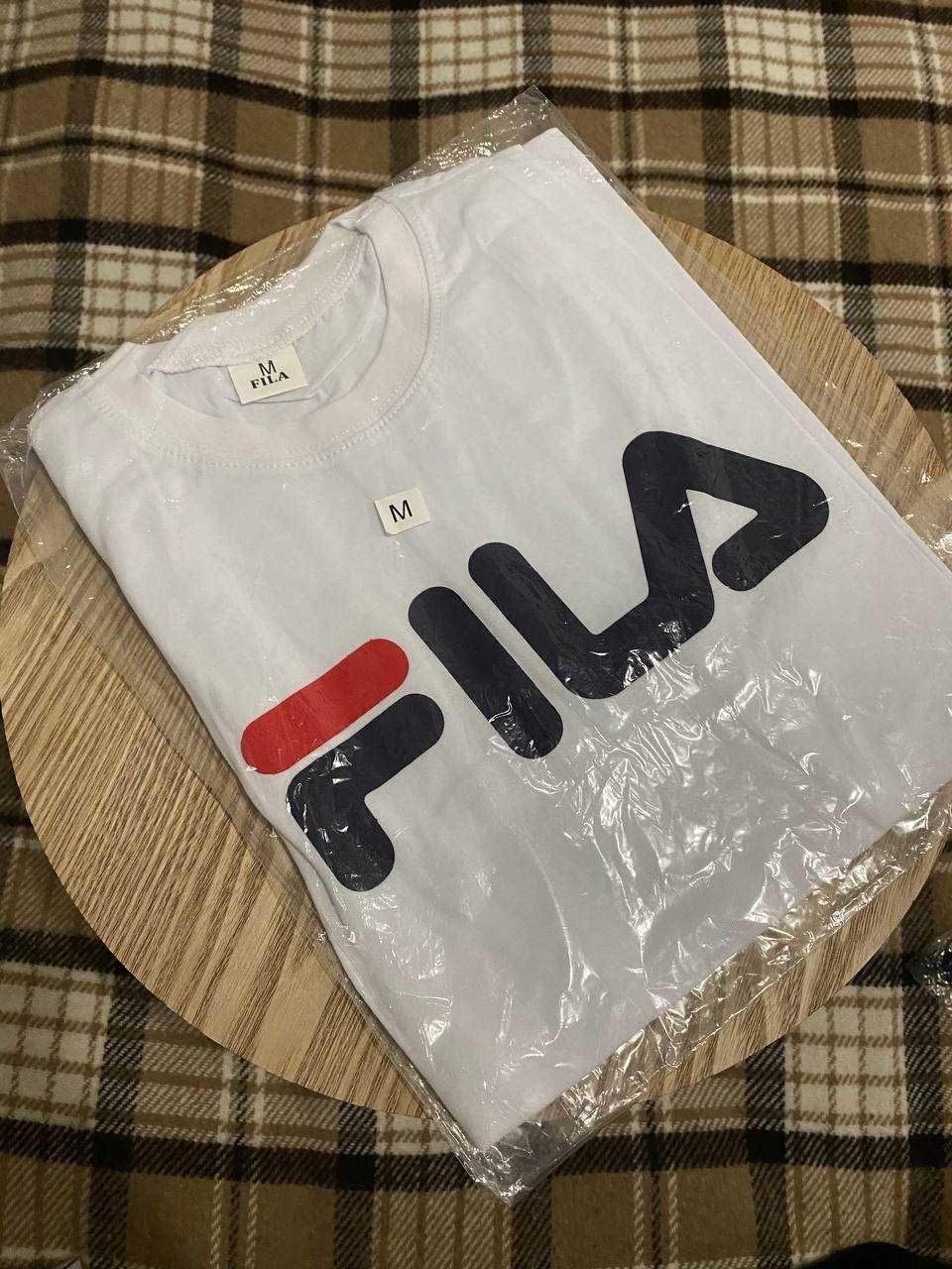 Мужская белая футболка Fila S-L чёрная женская майка ФИЛА Новая