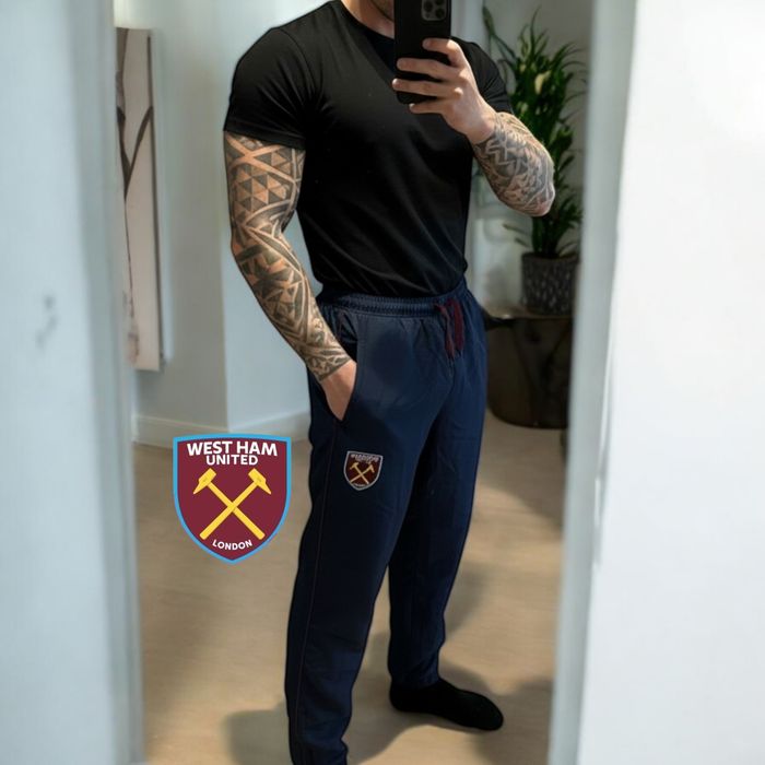 Granatowe spodnie dresowe West Ham United męskie sportowe