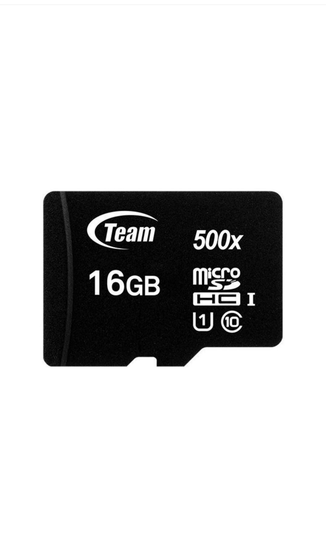 Карта памяти MicroSDHC 16GB UHS-I Class 10 Team Black 
(TUSDH16GCL10U