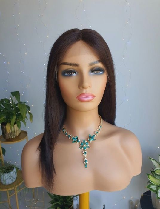 Peruka z włosów naturalnych Megan ciemny brąz lace front