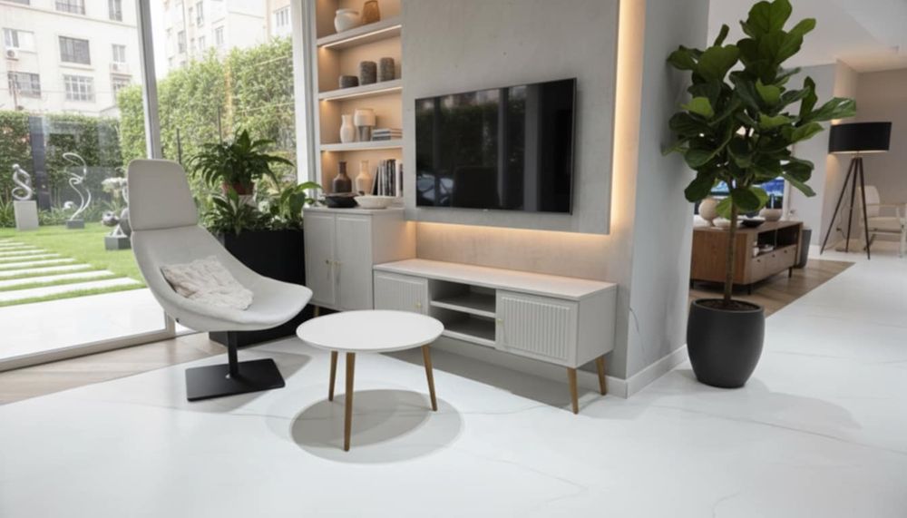 Zestaw mebli kaszmirowych lakierowanych komoda, RTV oraz stolik kawowy