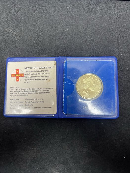 Moeda 10 dollars new south wales 1987 prata
