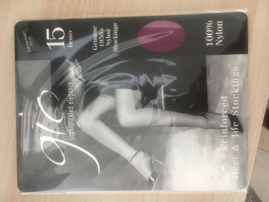 489/ Pończochy nylonowe RHT 15 den Full contrast plum śliwkowy Small