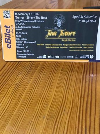 Bilety na koncert Tina Turner- Katowicki Spodek