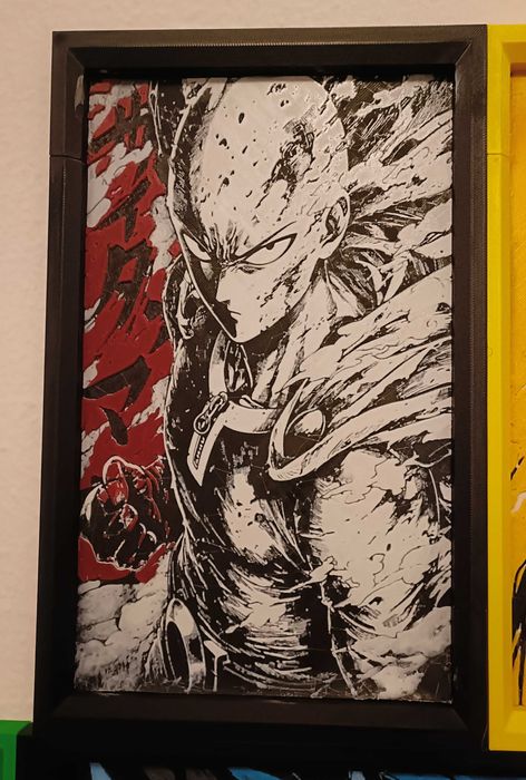 Quadro em relevo - One Punch Man - Saitama